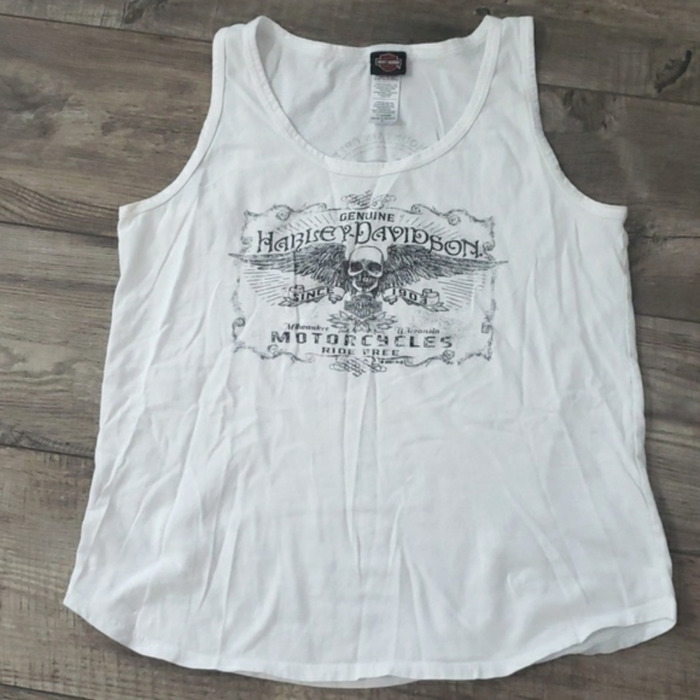 Harley-Davinson Skull Reading Dealer Ladies Scoop Tank Top